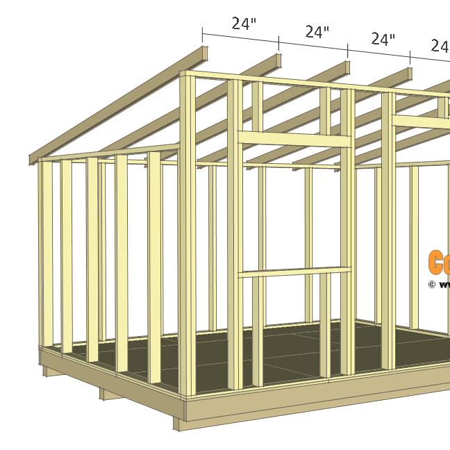 flat roof shed with window framing