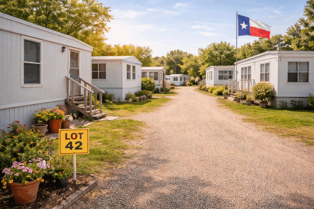 Mobile home park in Temple, Texas where sellers may face lot rent eviction