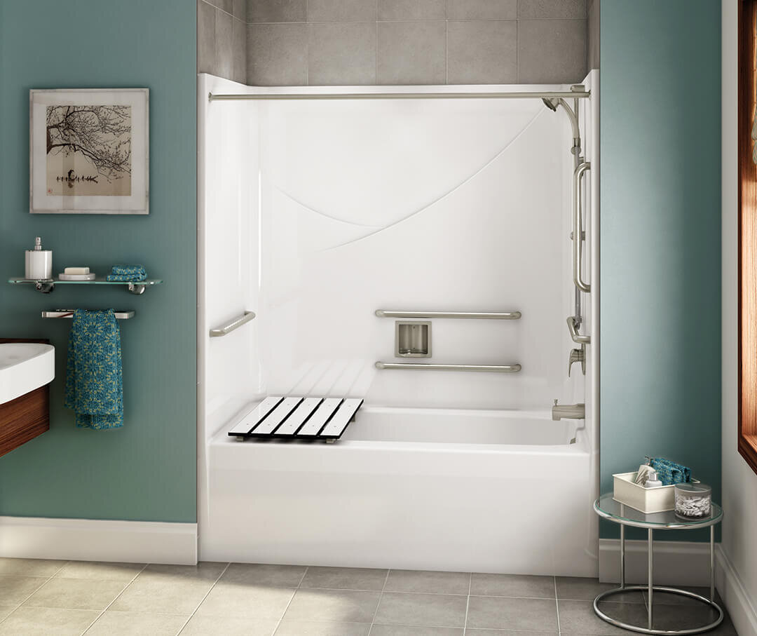 Aging in place bathroom renovation in Mandeville LA with walk-in tub, grab bars, and accessibility upgrades