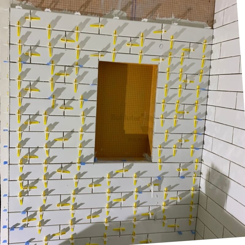 Kerdi waterproofing membrane installed before tile in Mandeville bathroom remodel