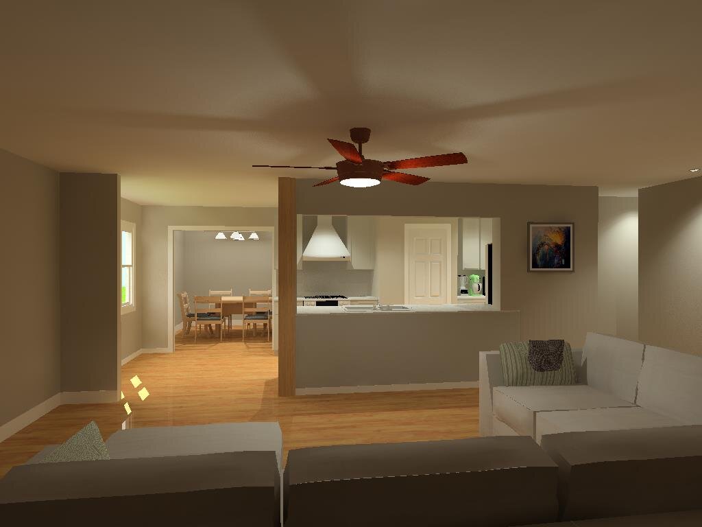 3D design rendering of kitchen renovation