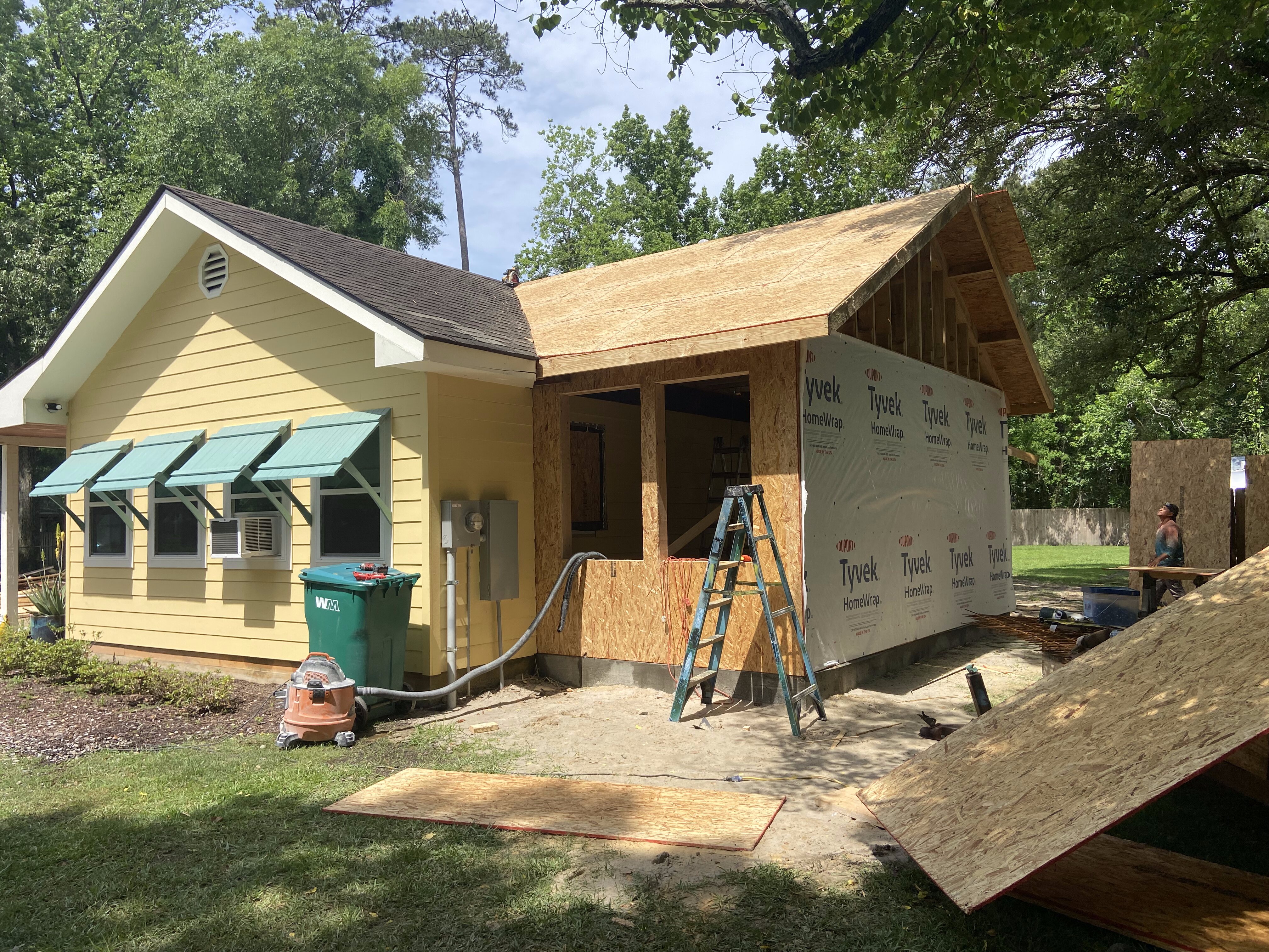 Framing stage of Mandeville home addition