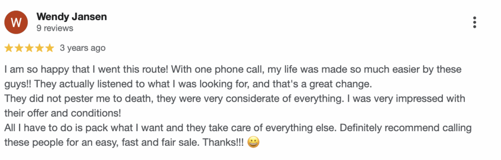 5 star rating from a distressed homeowner