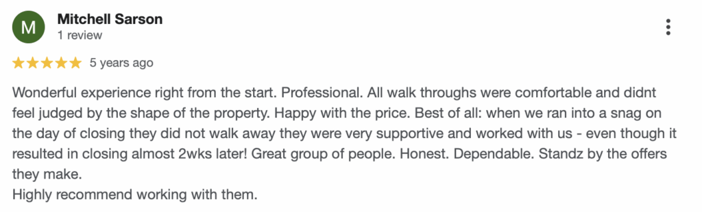 5 star homeowner review
