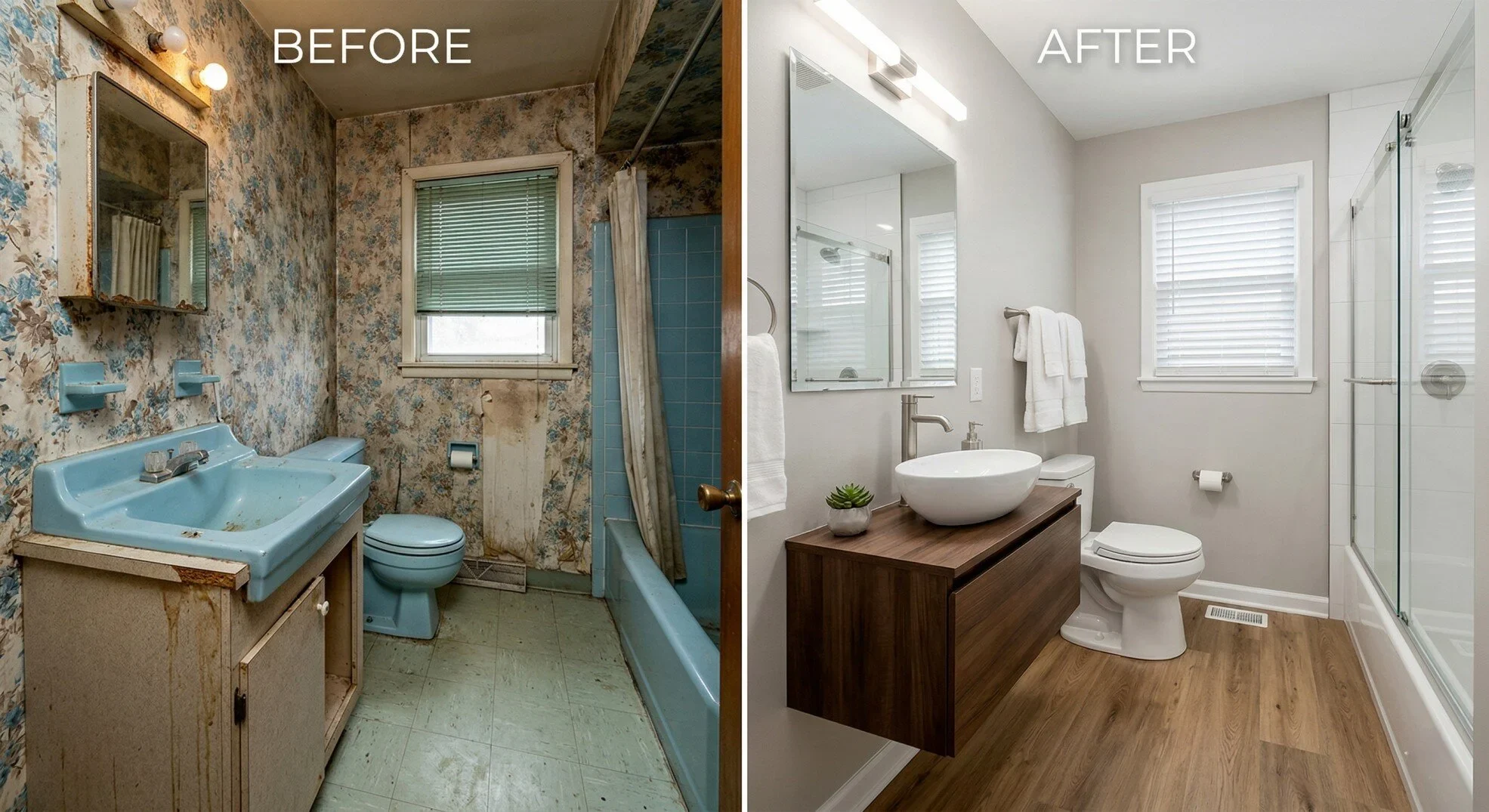 Bathroom — before and after ExitVest