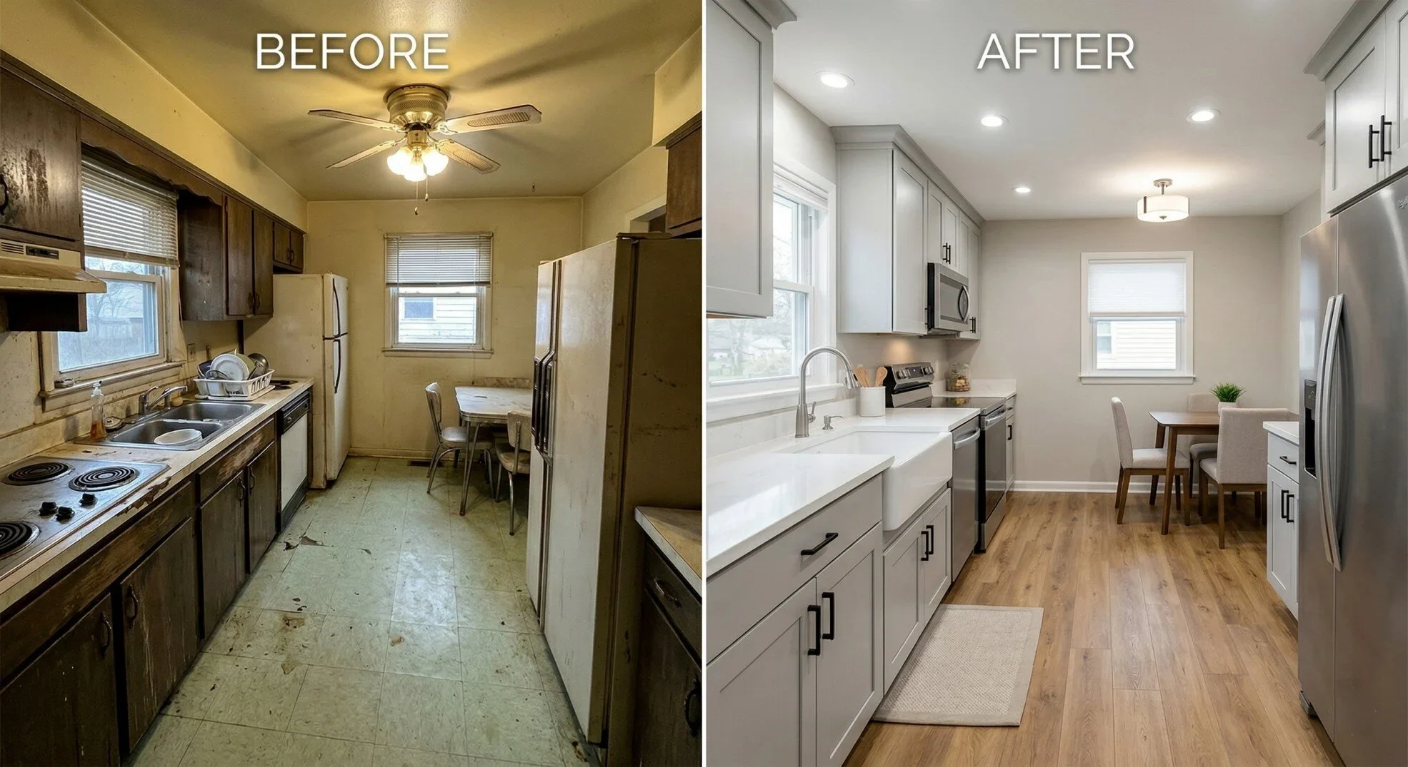 Kitchen — before and after ExitVest