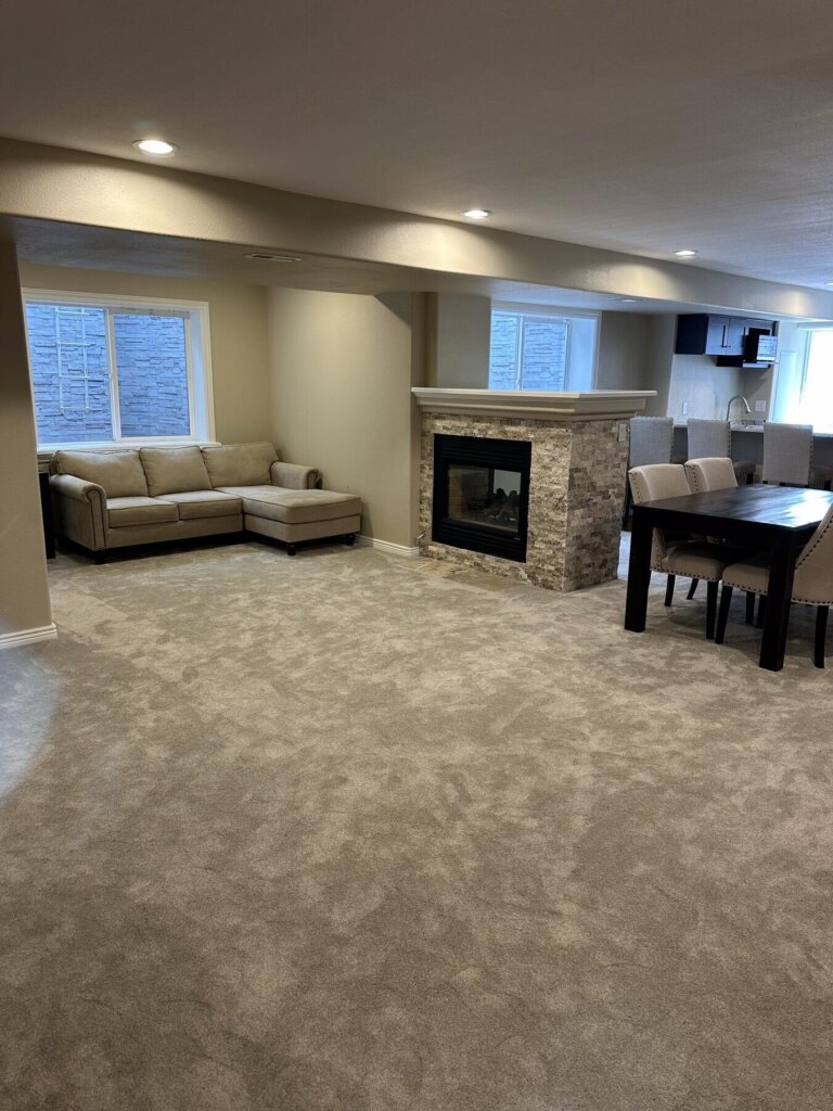 basement living and dining combo