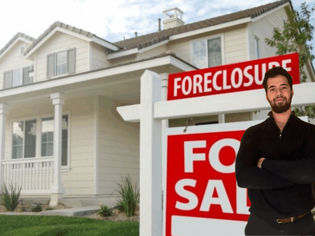 Isaac Mason in front of foreclosure property Family Home Buyers