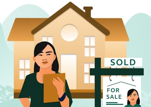 Realtor with sold sign animated 