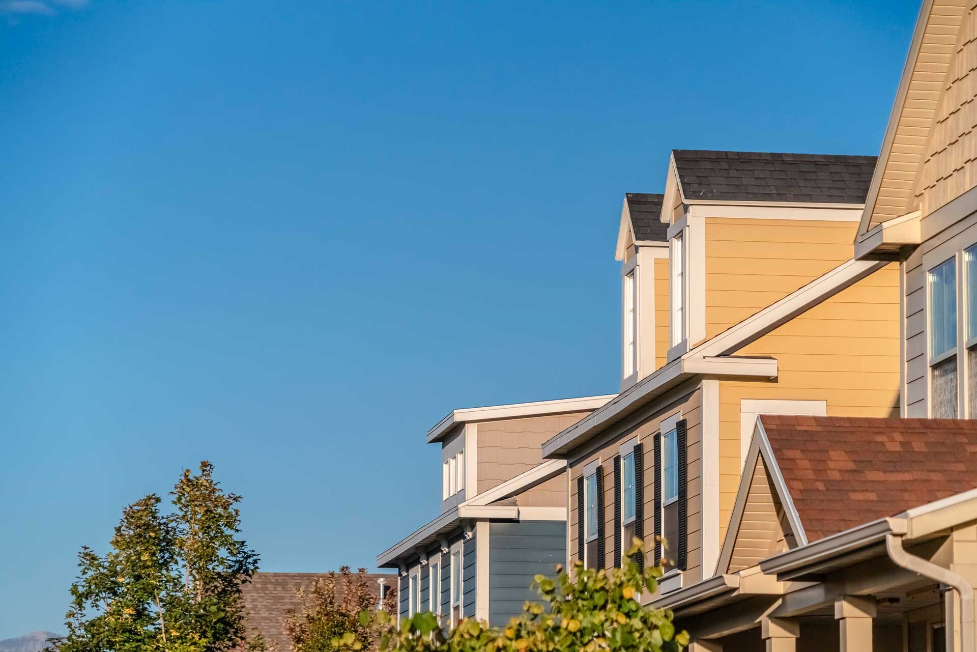 Row of townhouses on a residential street