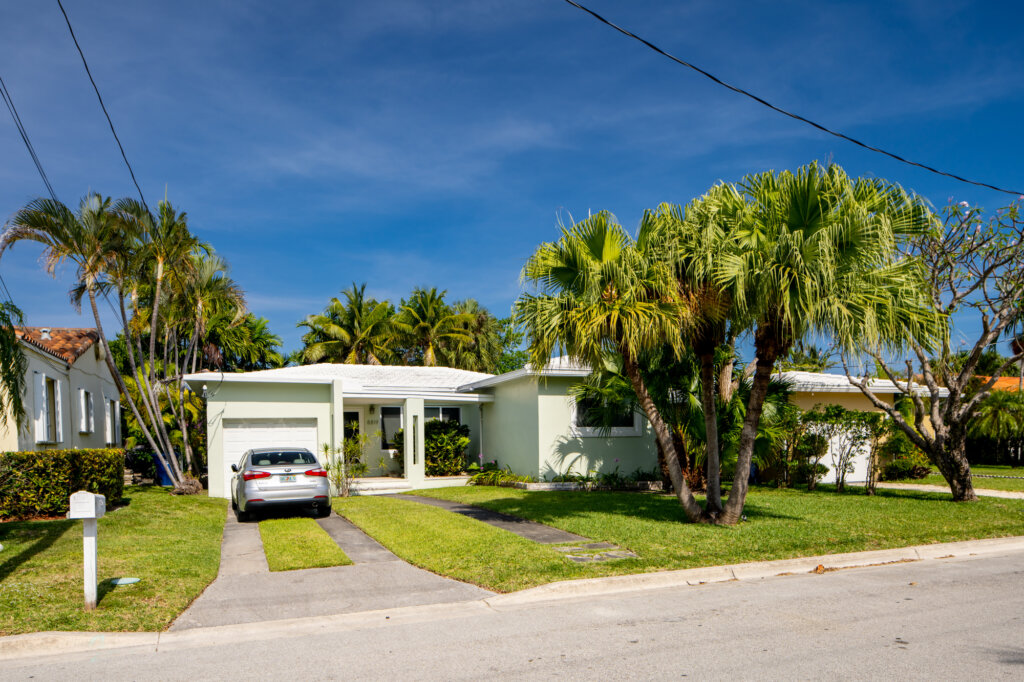 Surfside Miami, FL, USA - May 1, 2021: Photo series of single family houses in Surfside which is a subdivision of Miami Dade County