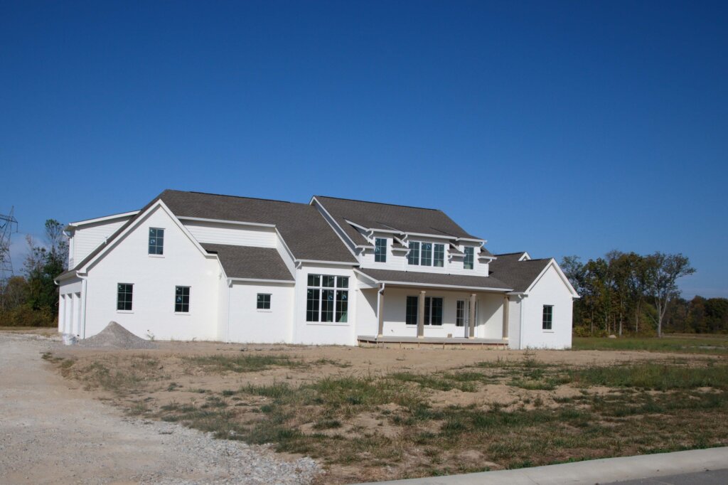 A home building boom leads to new home construction in the suburbs in the midwest. Greenfield, Indiana.