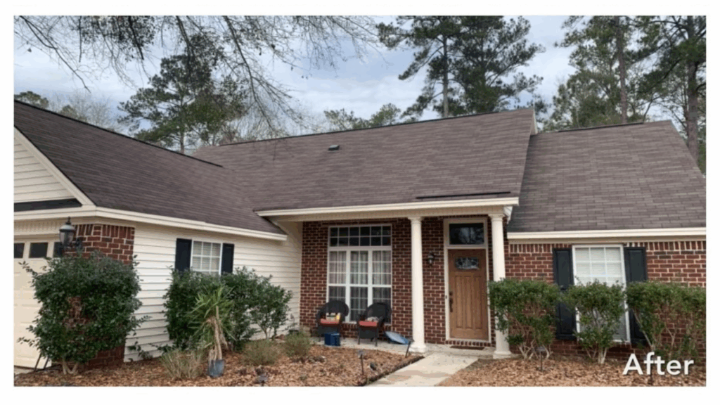 Picture after Roof soft washing in Roanoke VA — black streak removal