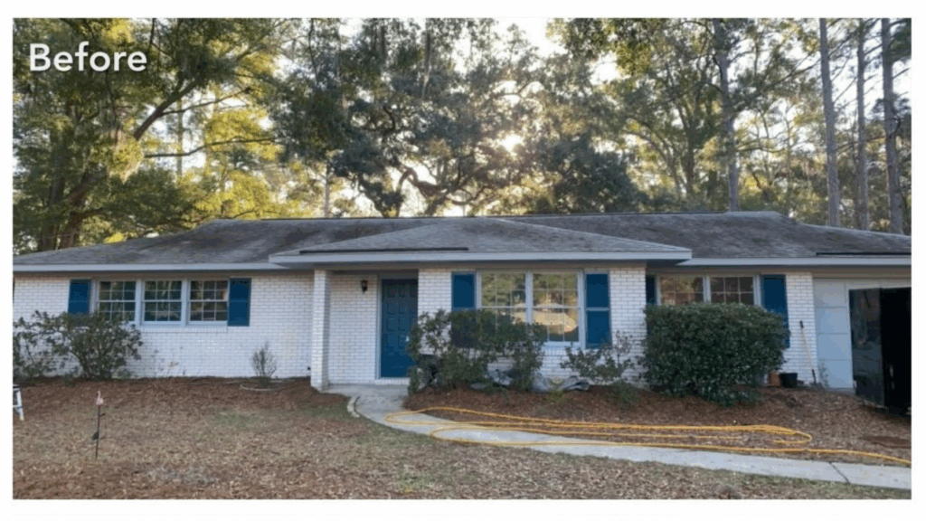 Black streaks and organic growth on roof before soft wash Smith Mountain Lake and Roanoke VA