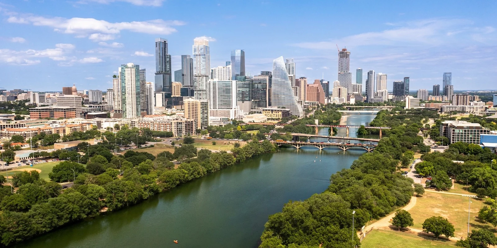 View of downtown Austin from the river