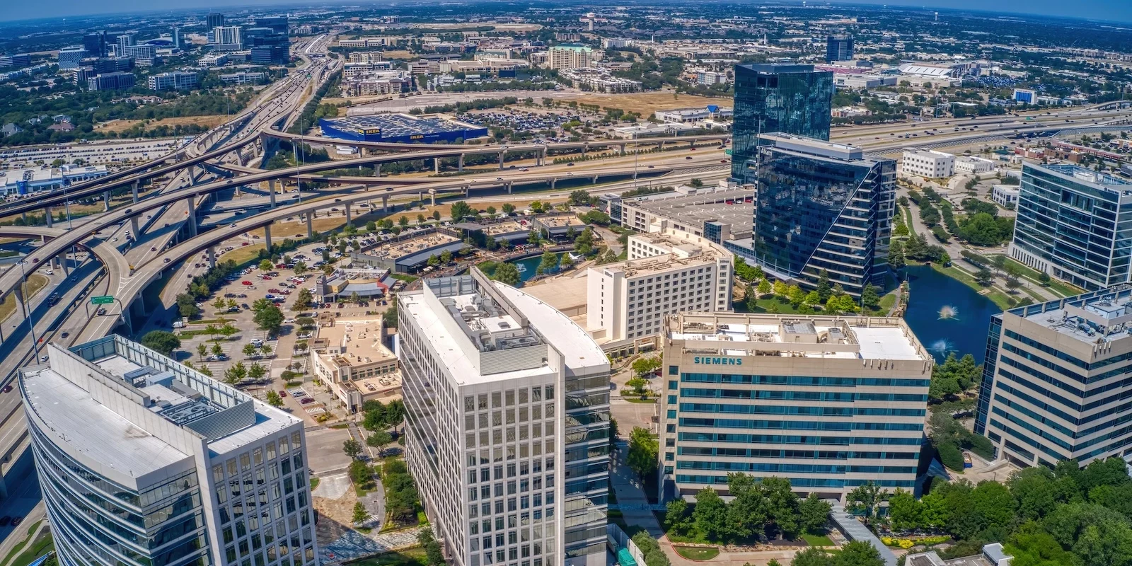 Aerial view of downtown Plano Texas
