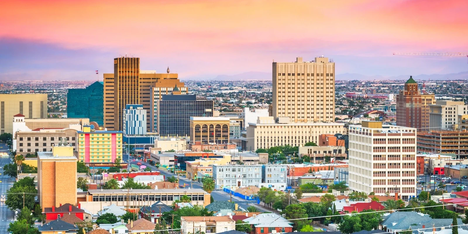 View of downtown El Paso city skyline in Texas