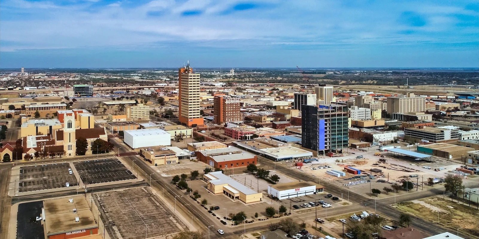 View of Lubbock Texas city skyline