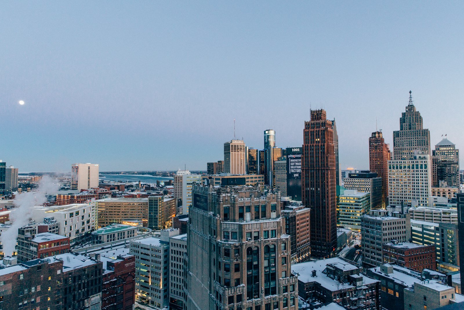Detroit Michigan skyline over the housing market
