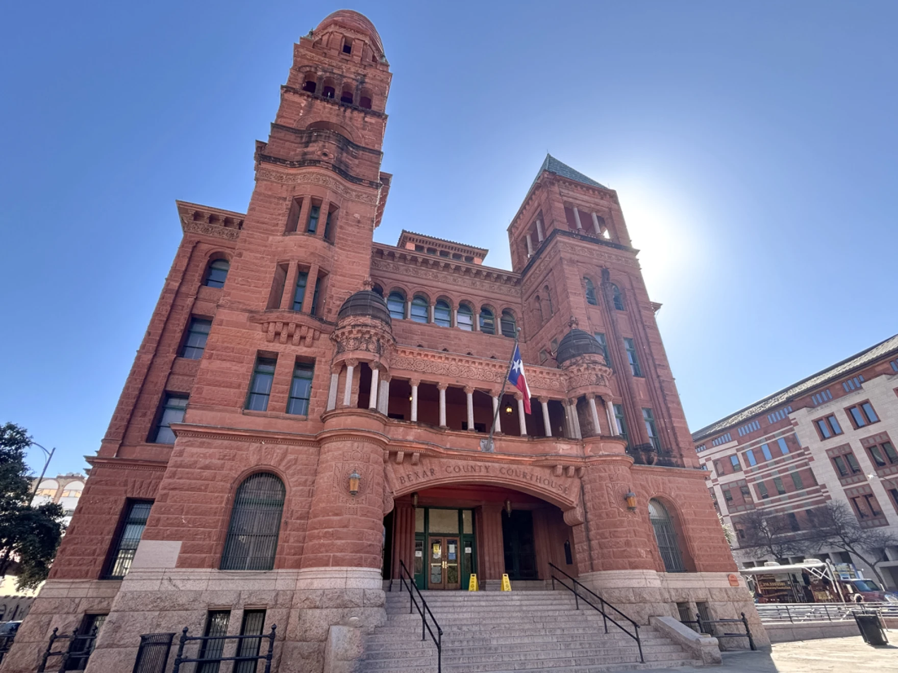 Bexar County Courthouse steps, where foreclosure auctions are held in San Antonio