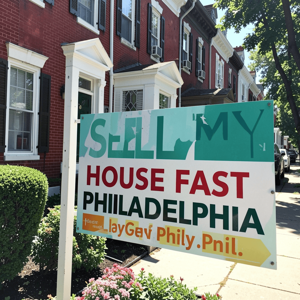 Sell My House Fast Philadelphia sign in front of a Philadelphia row house