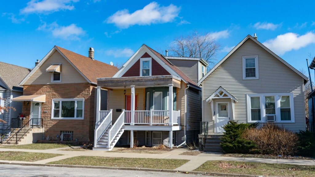 Bungalows in Gage Park, one of the Chicago neighborhoods where Dello Investments buys houses for cash.