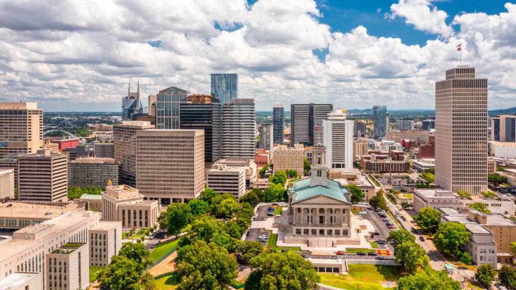 Downtown skyline and commercial buildings in Minnesota
