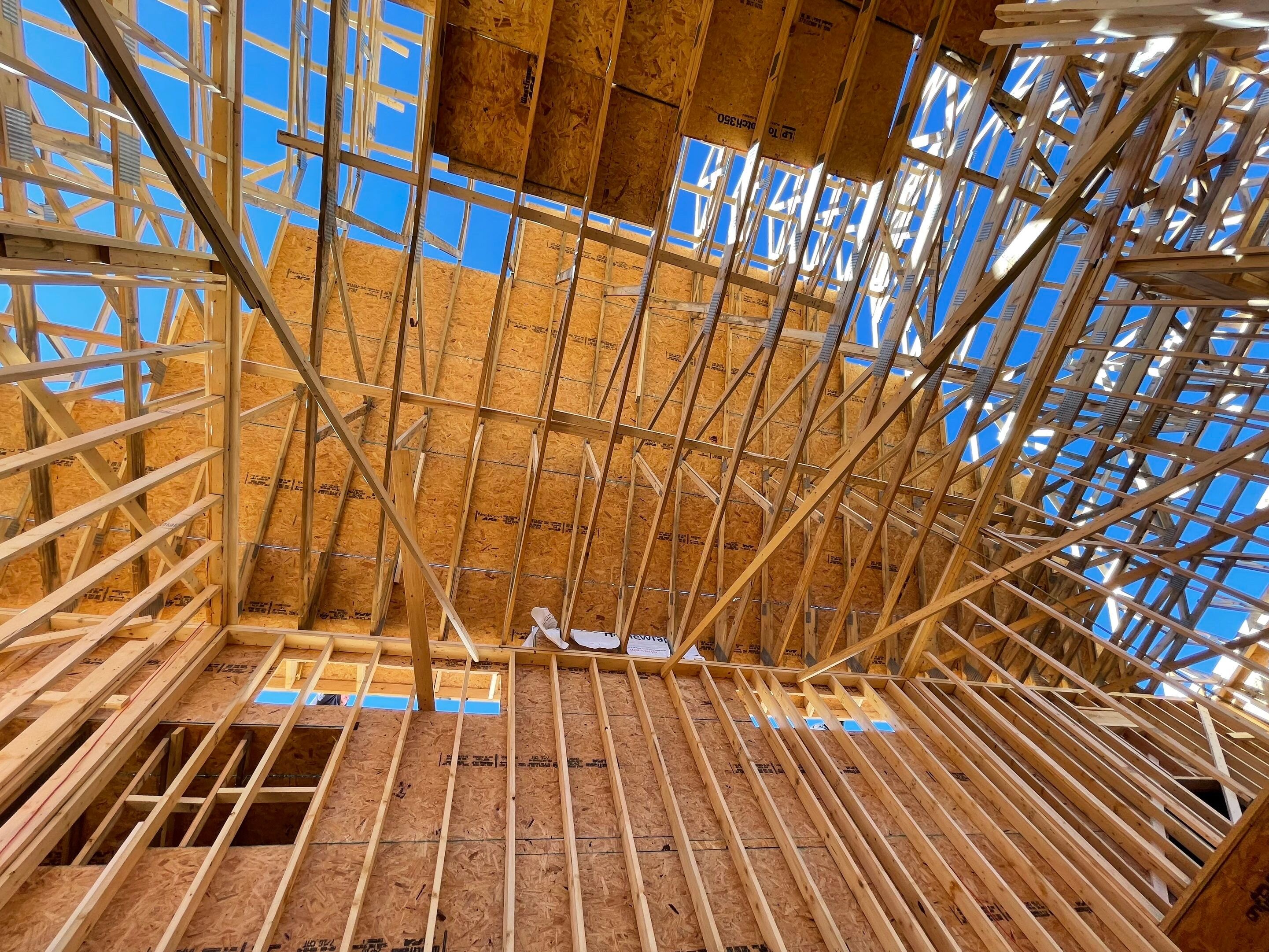 Roof construction for custom build home in Huntsville, Alabama by Redstone Ridge Homes