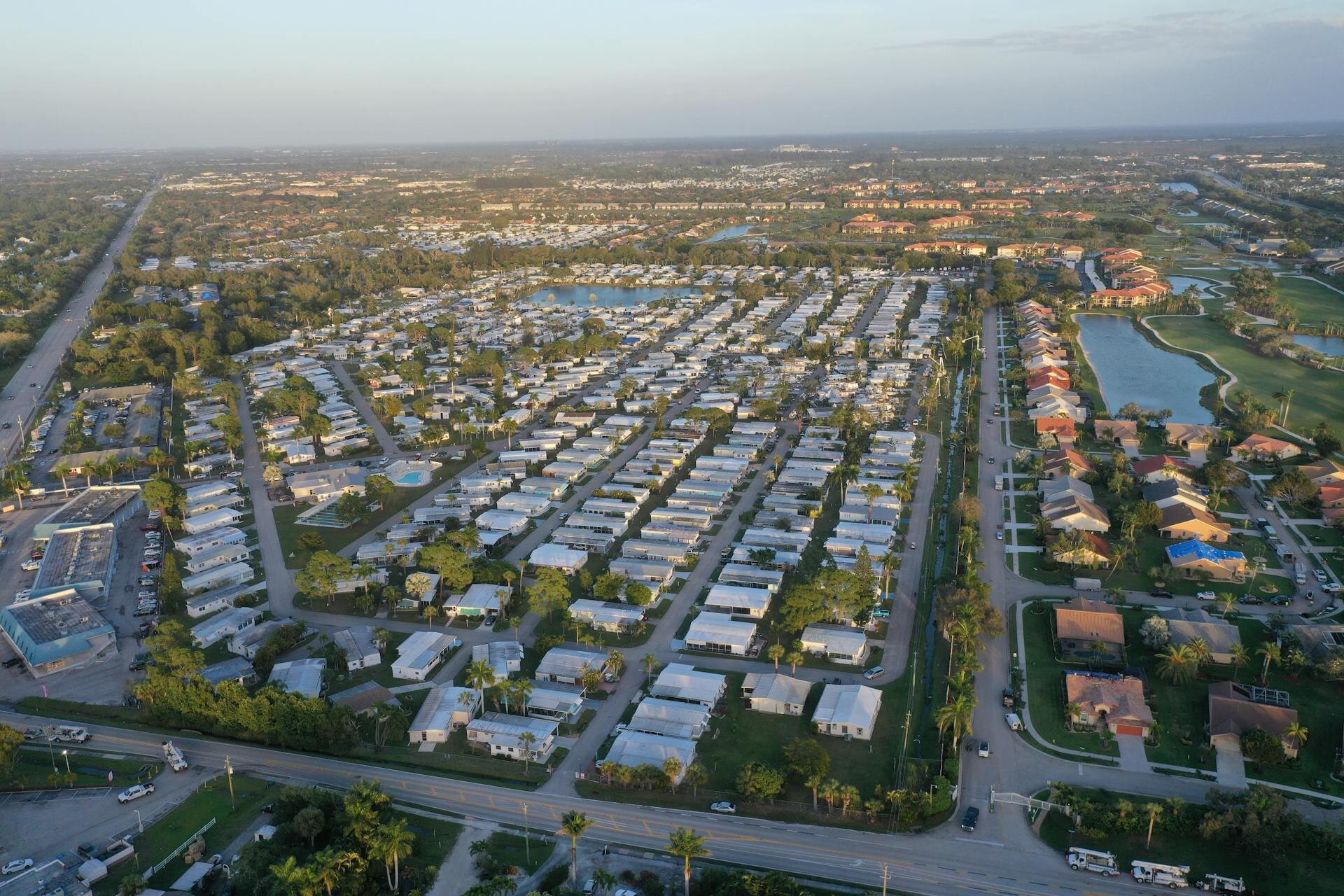 Florida suburban neighborhood aerial view