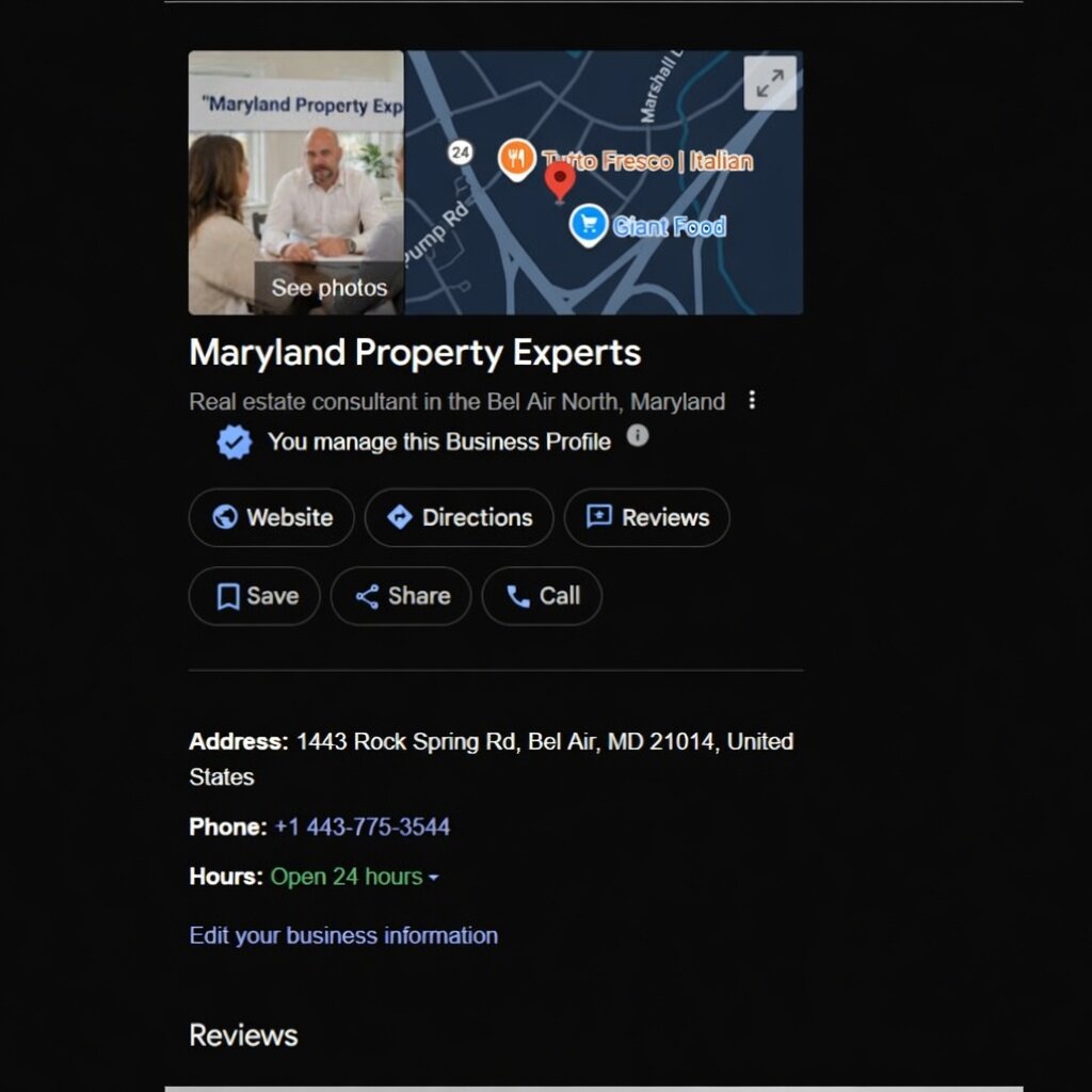 Maryland Property Experts real GBP profile