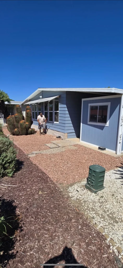 worker remodeling a mobile home in Southern CA