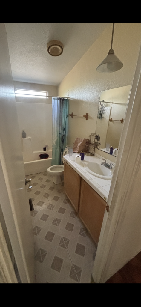 old bathroom in a mobile home in Vista CA