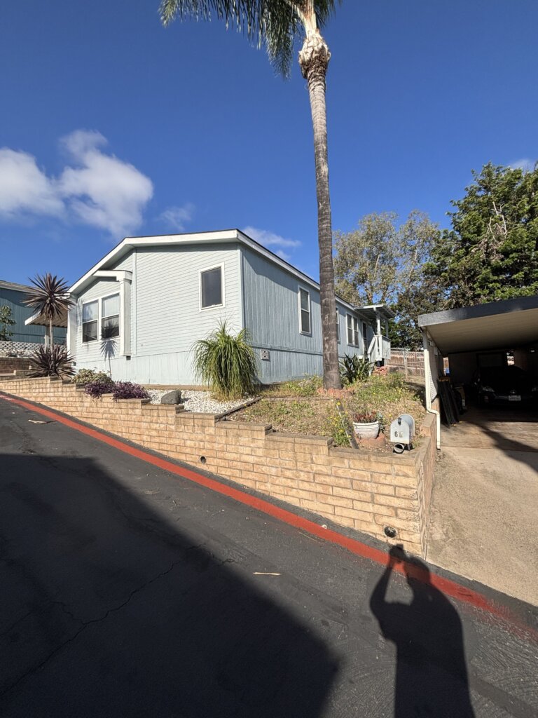 front of a mobile home in Vista CA