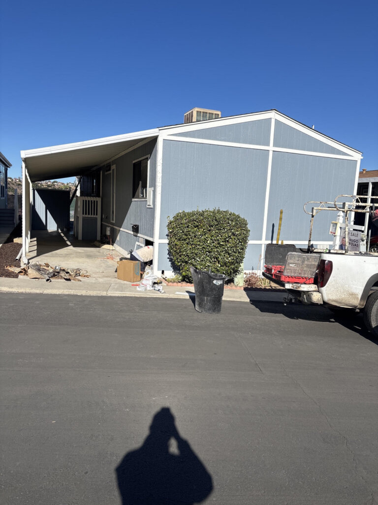 The finished exterior of our mobile home project at The Cliffs.