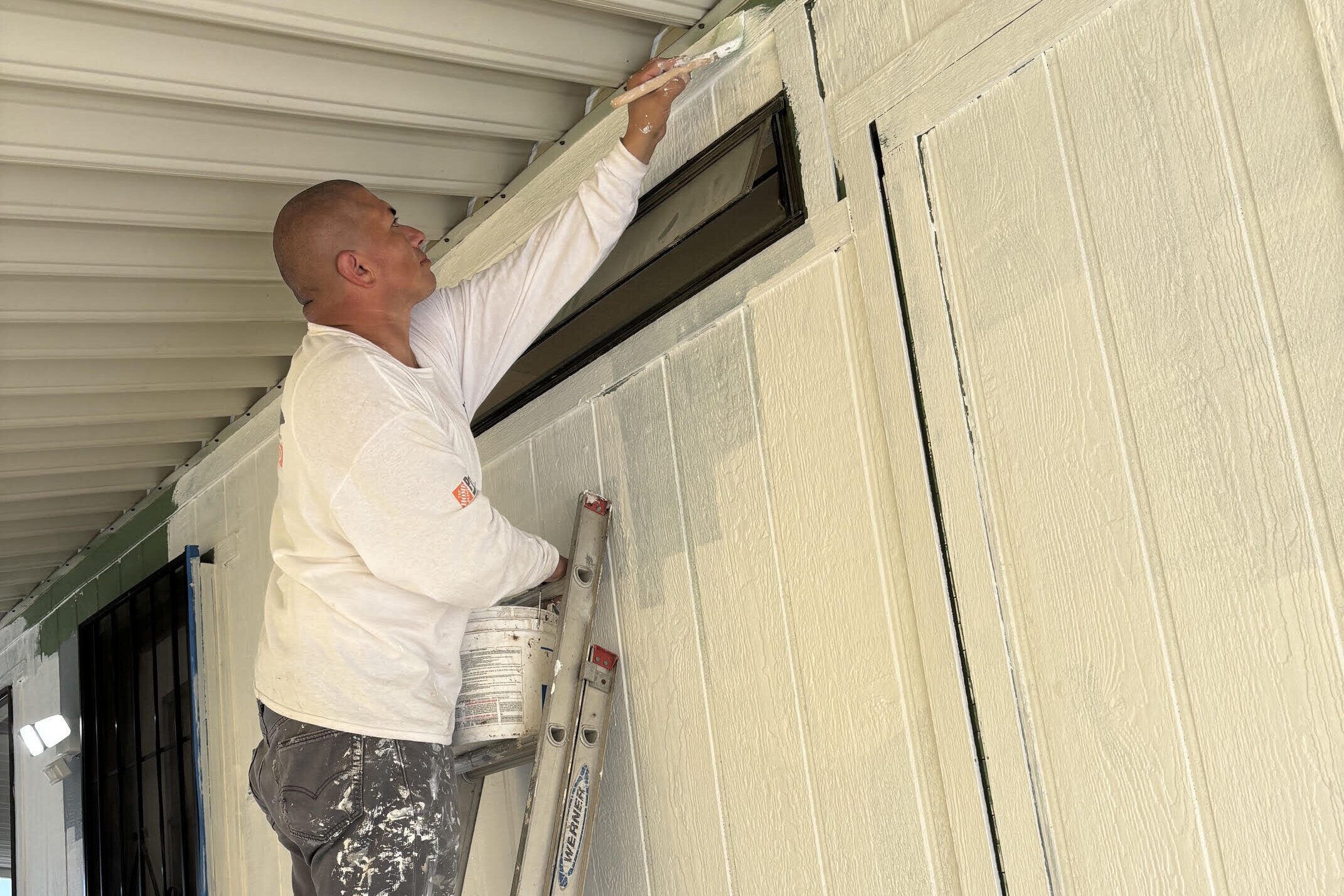 Renovation work underway after Mobile Home Dreamin purchased the San Diego home as-is.
