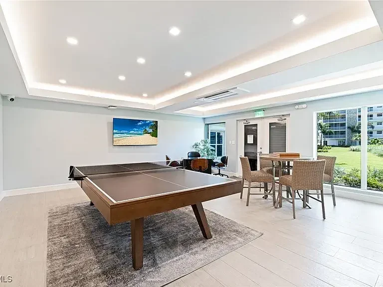 Ping pong table and card tables in the clubhouse