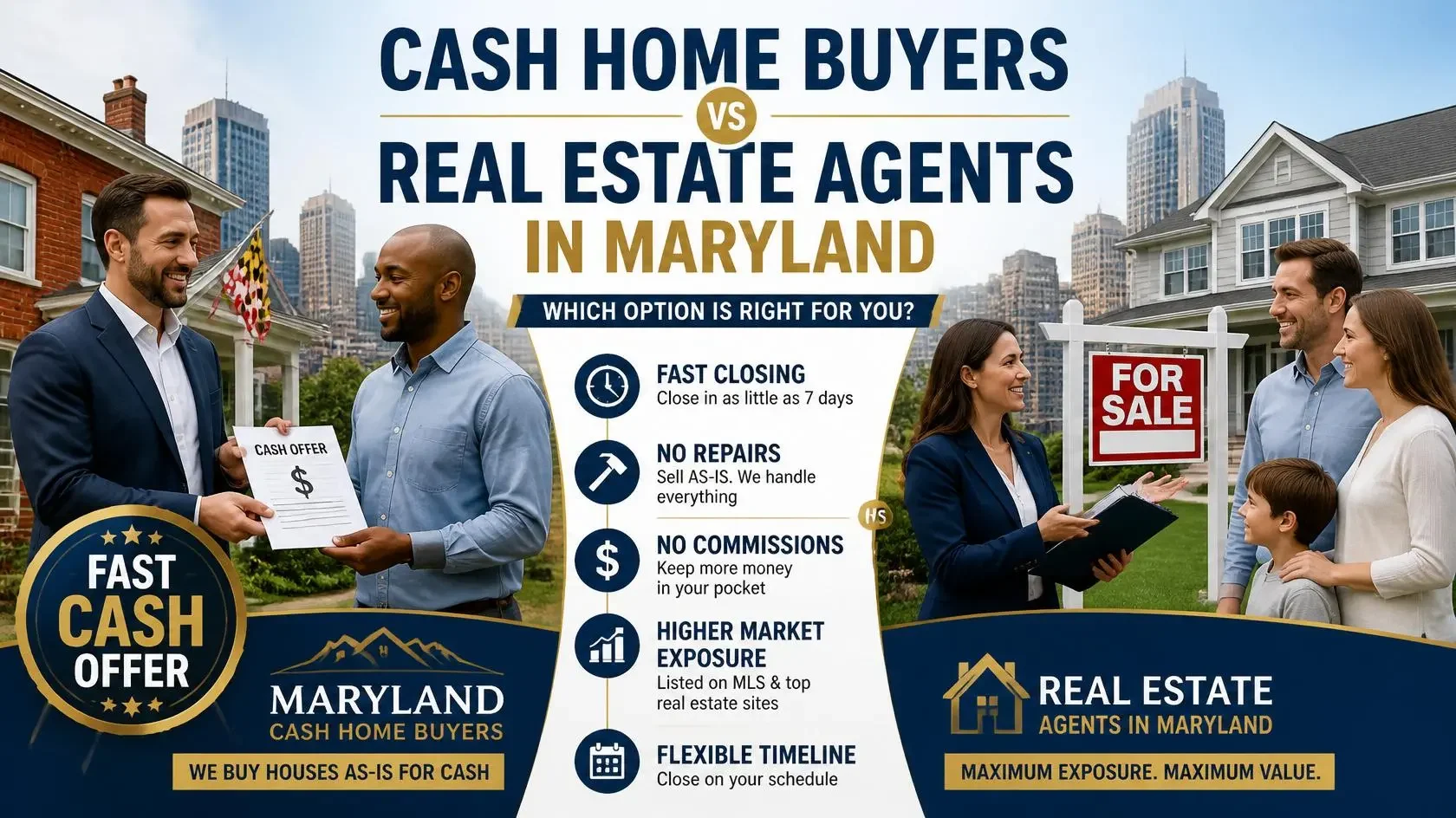 Cash Home Buyers vs. Real Estate Agents in Maryland