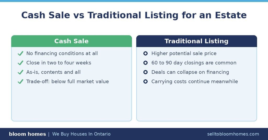 Cash Sale vs Traditional Listing for an Estate in Ontario