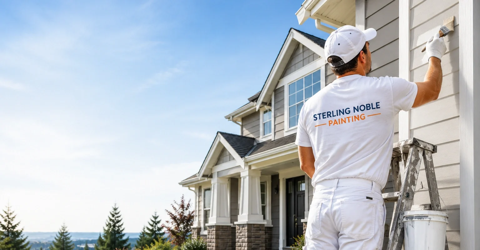 Professional exterior house painter from Sterling Noble Painting painting residential siding in Oregon