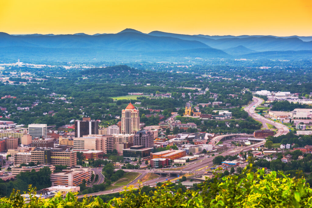 Skyline view of Roanoke, Virginia