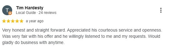 5-star Google review from a Prince Albert area homeowner who sold their house for cash to SellHouseCashSask
