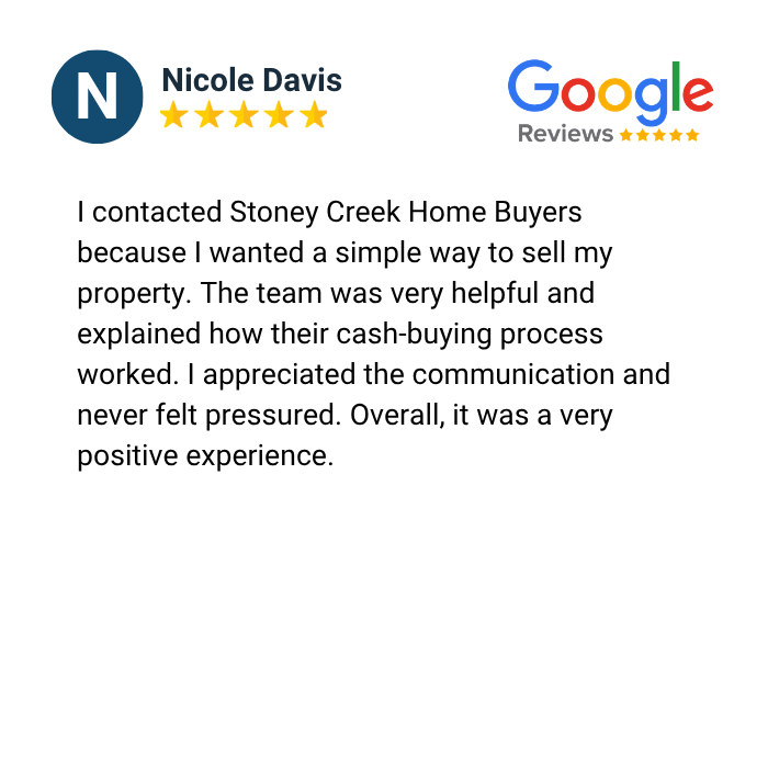 Cash house buyer in Michigan, Google review for Stoney Creek Home Buyers