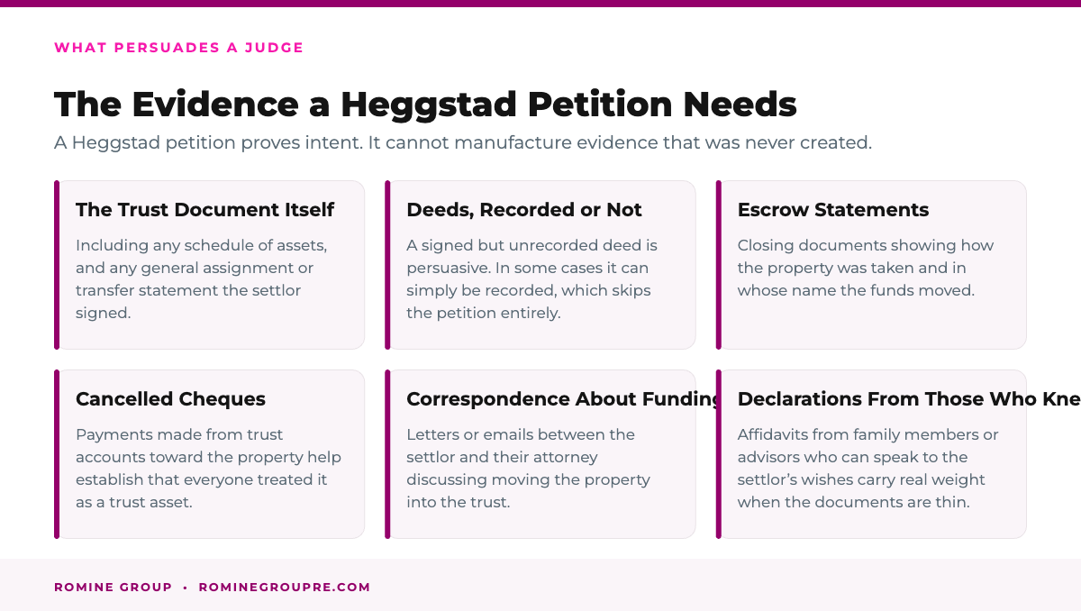 The evidence a Heggstad petition needs in California