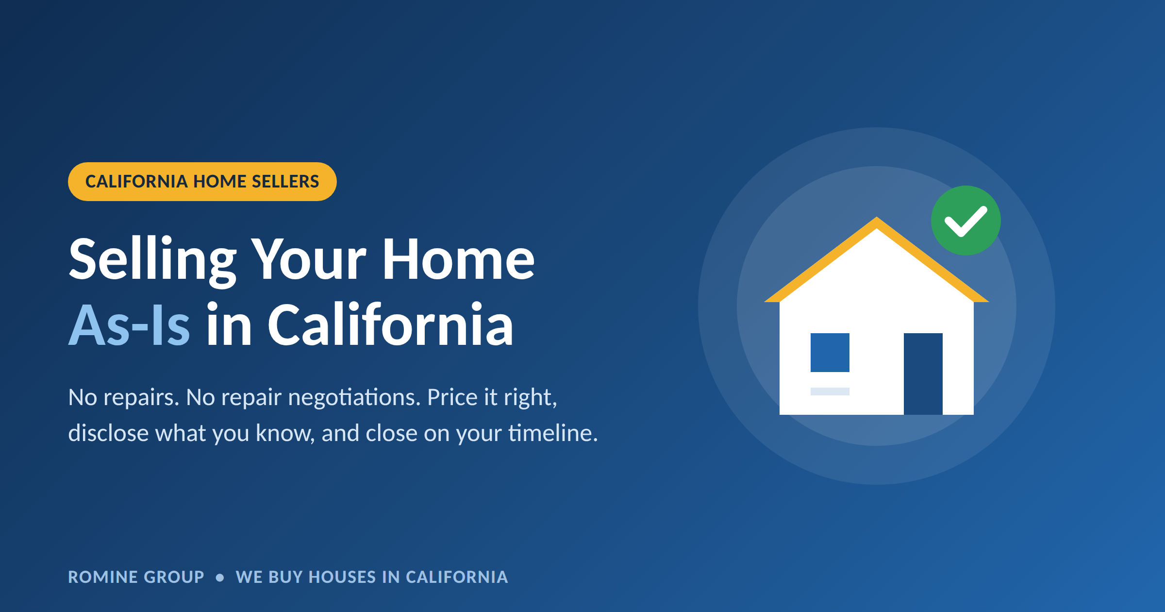 Selling a house as-is in California without making repairs