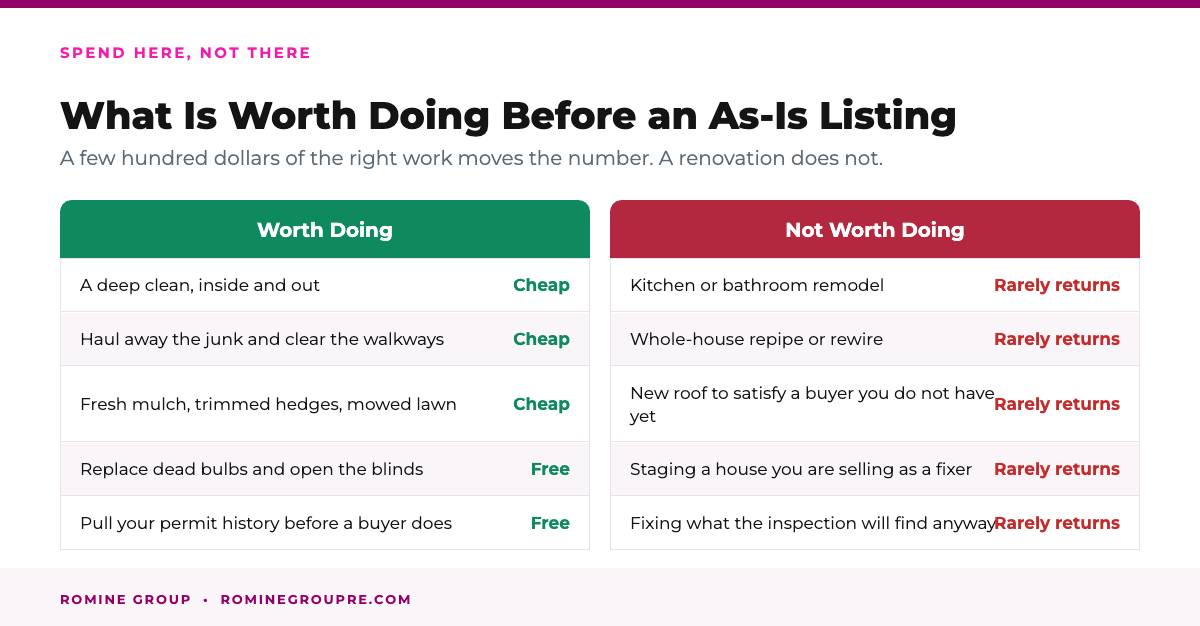 What is worth doing before an as-is listing in California