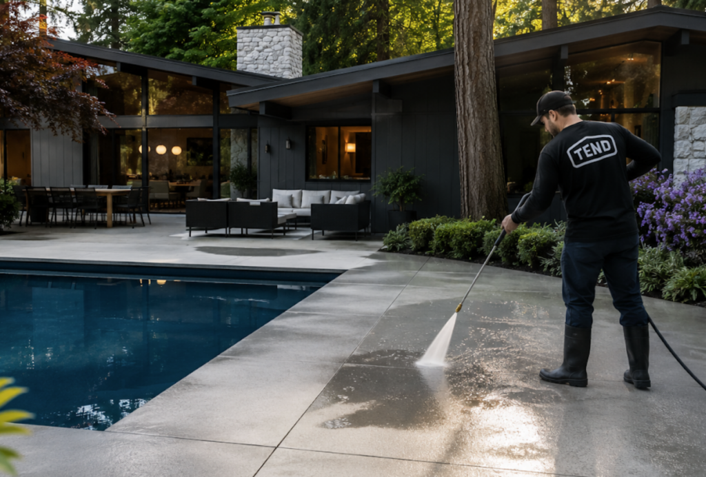 Tend NW professional pool deck pressure washing in Lake Oswego, Oregon
