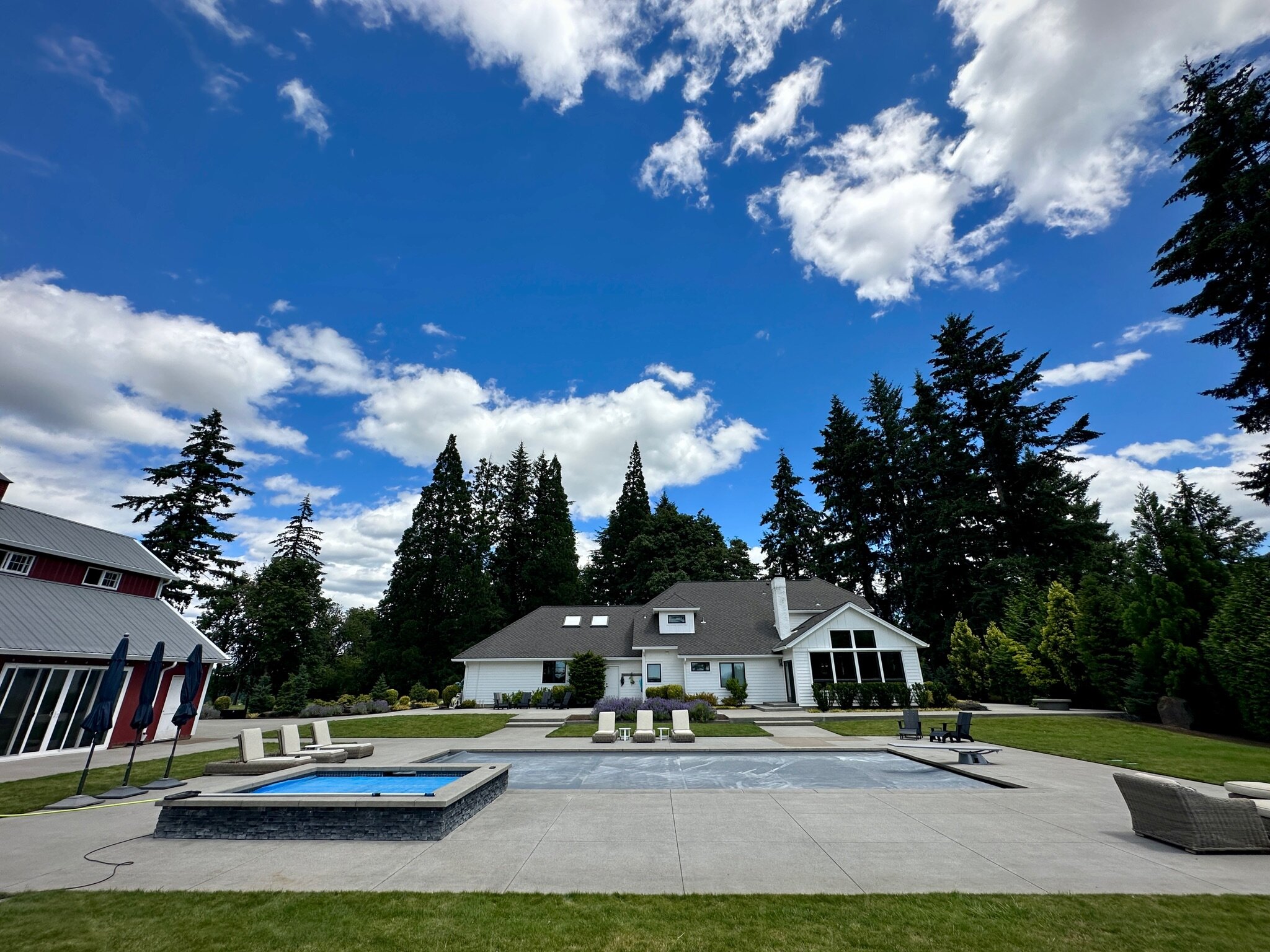 Large pool deck pressure washing project in West Linn, OR