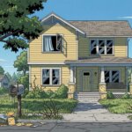 Vacant house in daylight with overflowing mailbox and open upstairs window