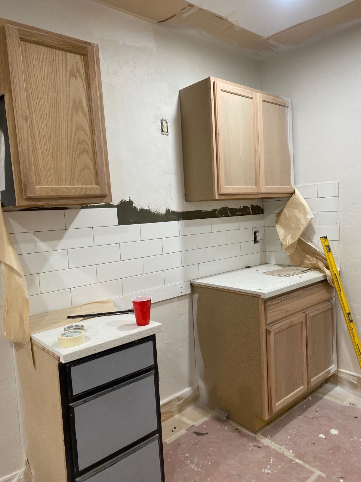 Fresno kitchen after our crew installed new cabinets and tile