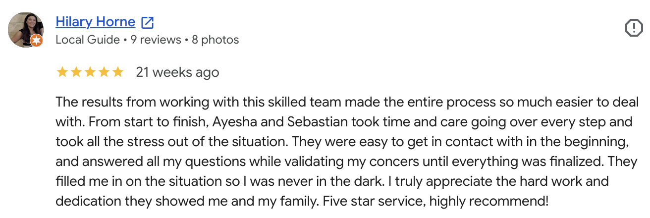 Verified Google review of Saskatchewan Property Buyers